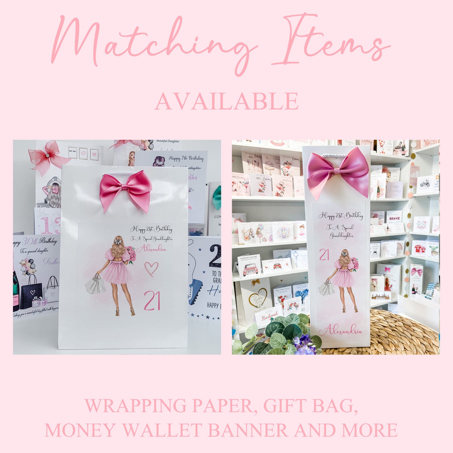 Personalised Birthday Card Girl Pink Dress