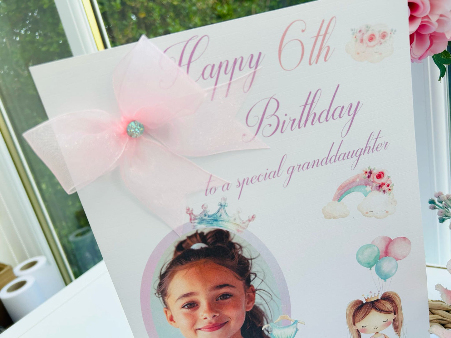 Personalised Girls Large A4 Photo Birthday Card – Custom Kids Birthday Greeting with Name & Picture
