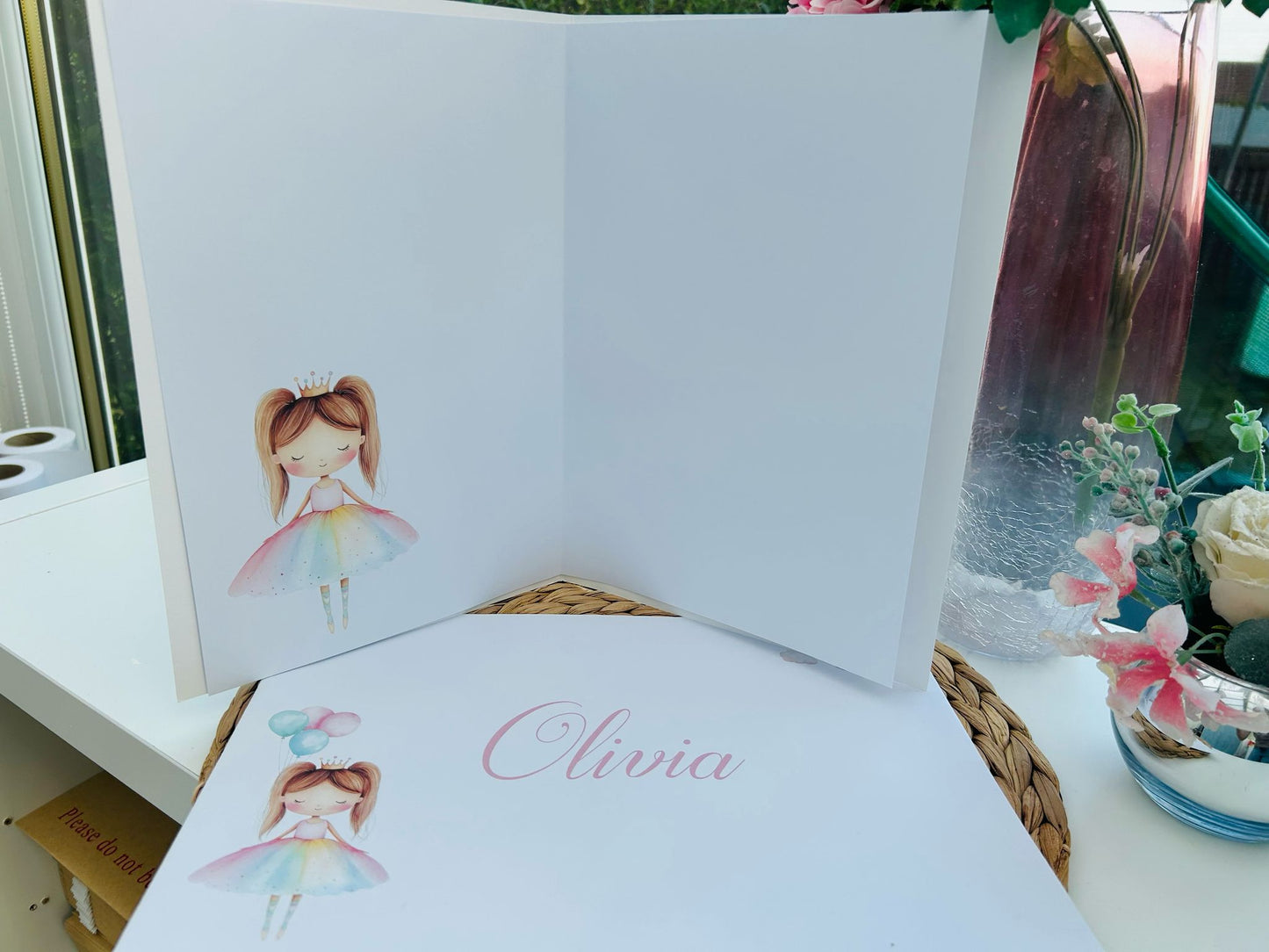 Personalised Girls Large A4 Photo Birthday Card – Custom Kids Birthday Greeting with Name & Picture