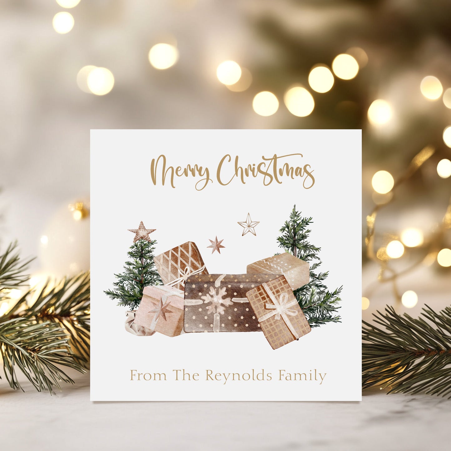 Personalised Christmas Card Pack 10, 20, 30, 40, 50 - Rustic Gifts