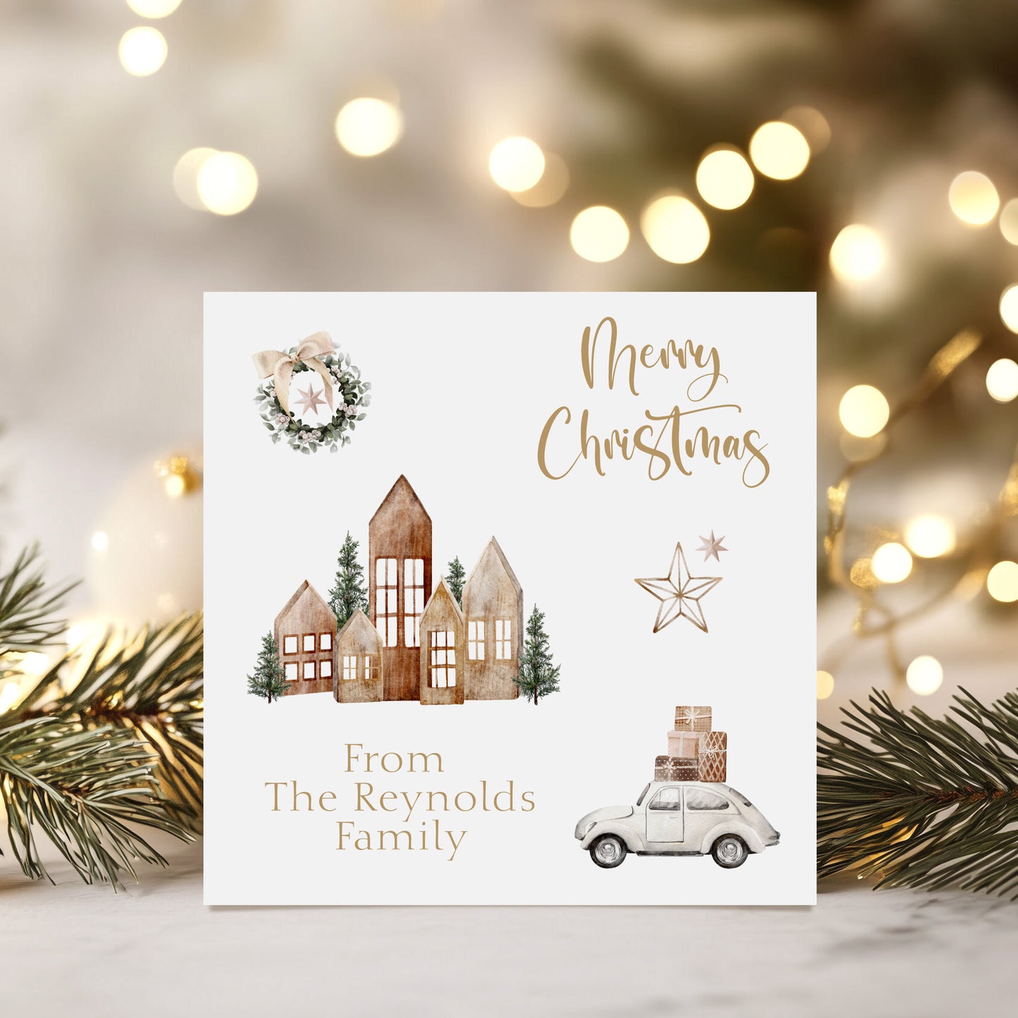 Personalised Christmas Card Pack 10, 20, 30, 40, 50 - Rustic Gifts