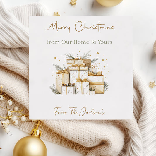 Personalised Christmas Card Pack 10, 20, 30, 40, 50 - Gold Gifts