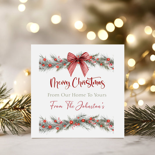 Personalised Christmas Card Pack 10, 20, 30, 40, 50 - Candy Cane