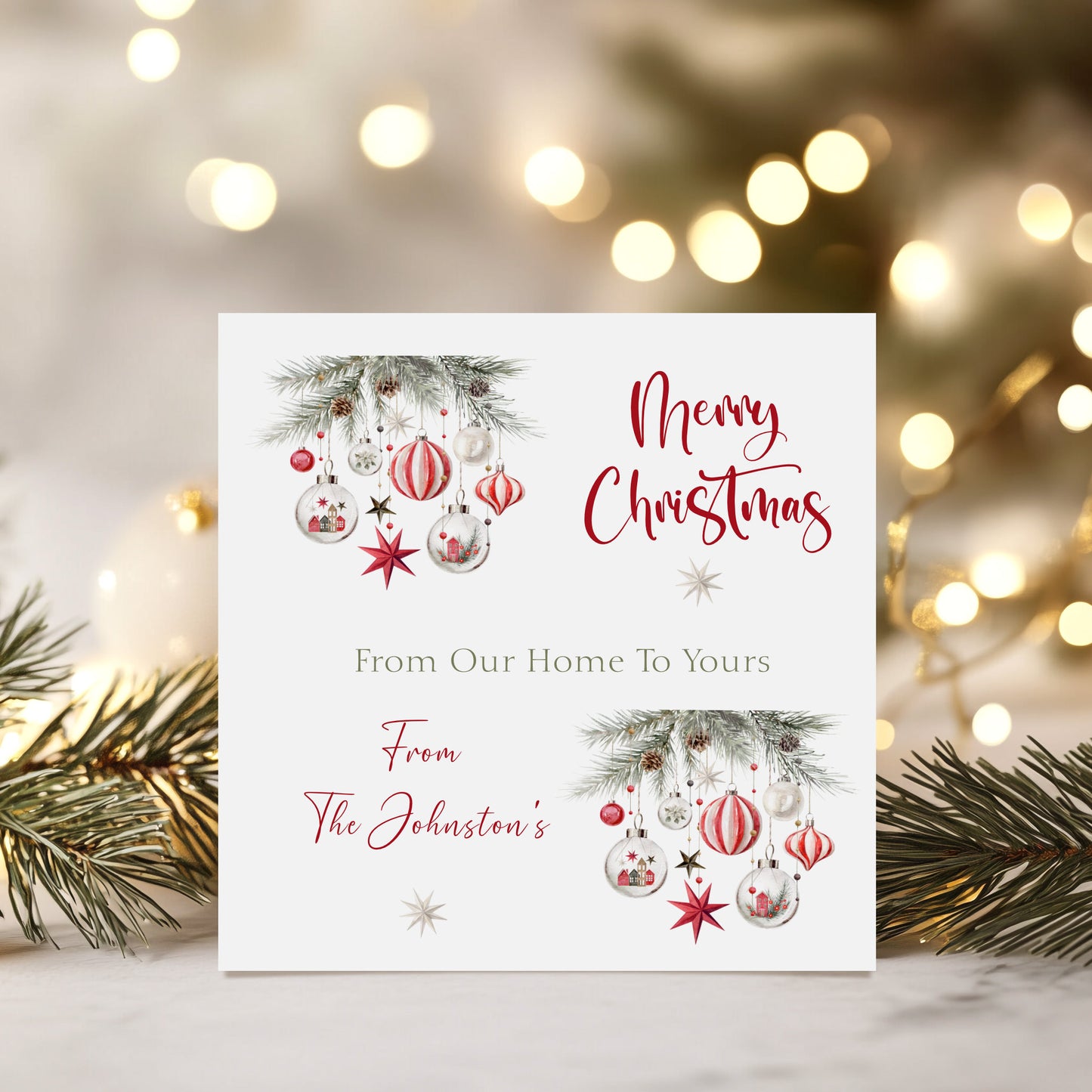 Personalised Christmas Card Pack 10, 20, 30, 40, 50 - Candy Cane