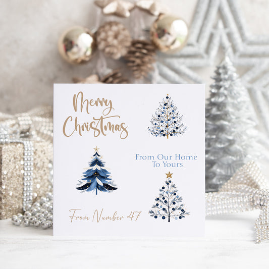 Personalised Christmas Card Pack 10, 20, 30, 40, 50 - Navy Tree