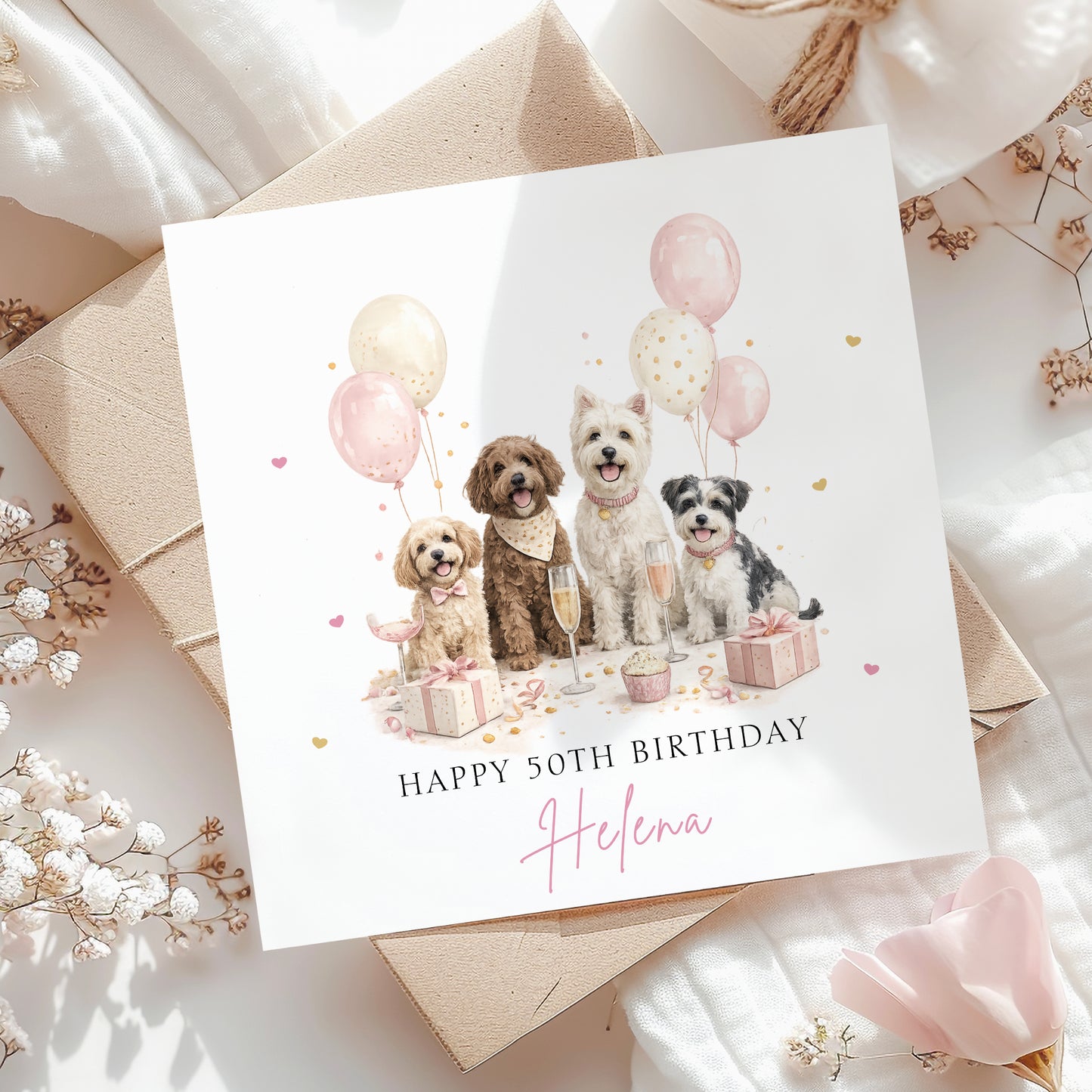 Personalised Cute Dog Theme Birthday Card