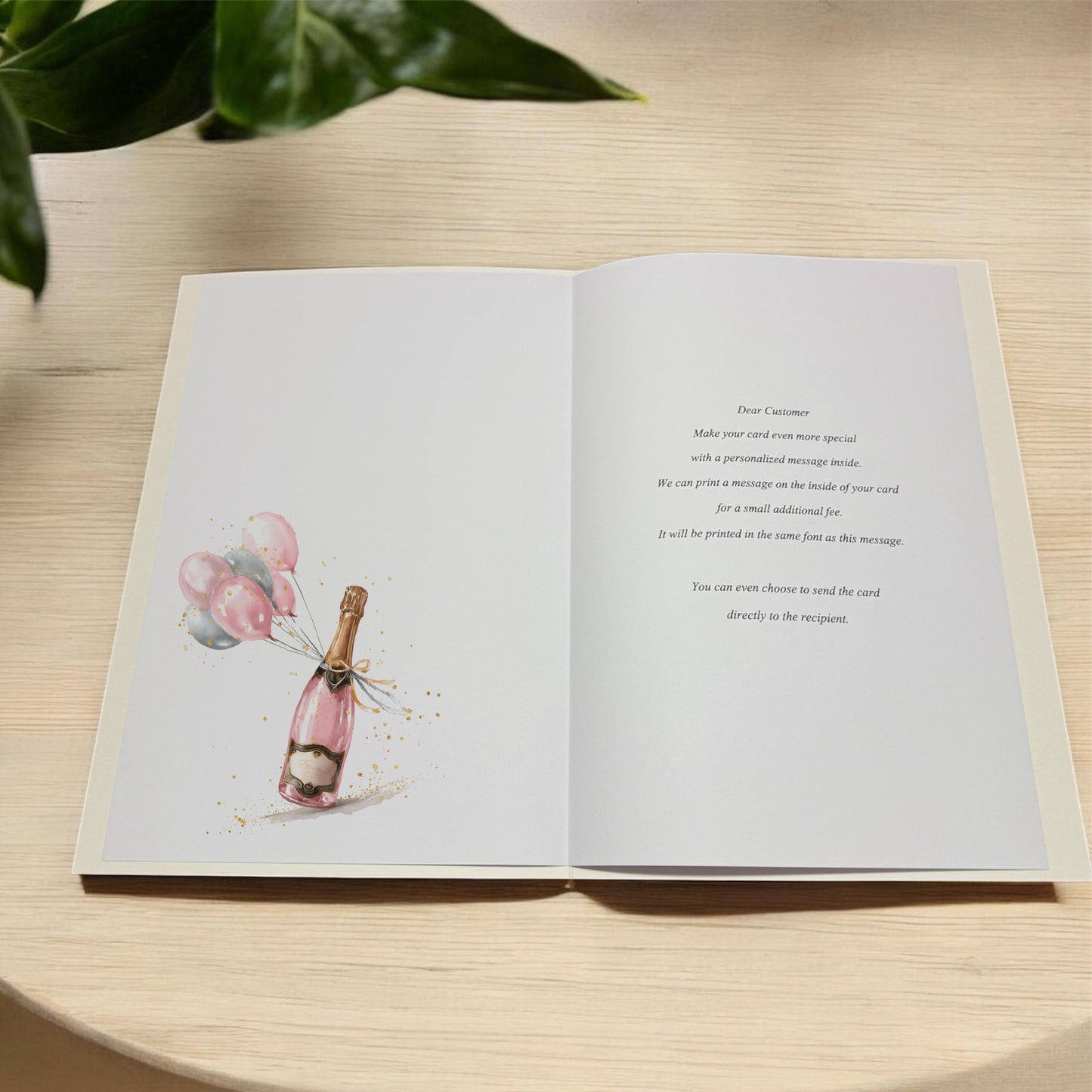 Large A4 Personalised Retirement Card Champagne Balloons