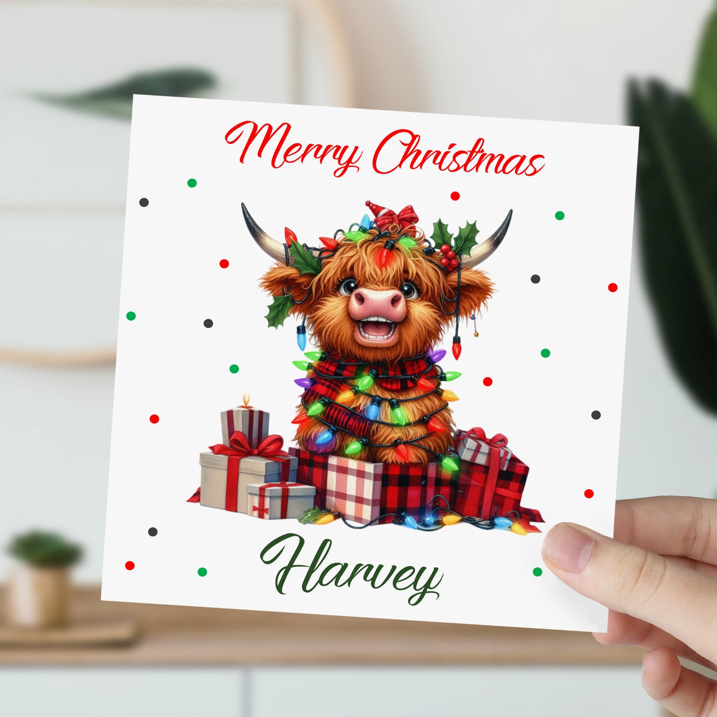 Christmas Card For Children Highland Cow