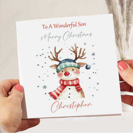 Watercolour Reindeer Christmas Card