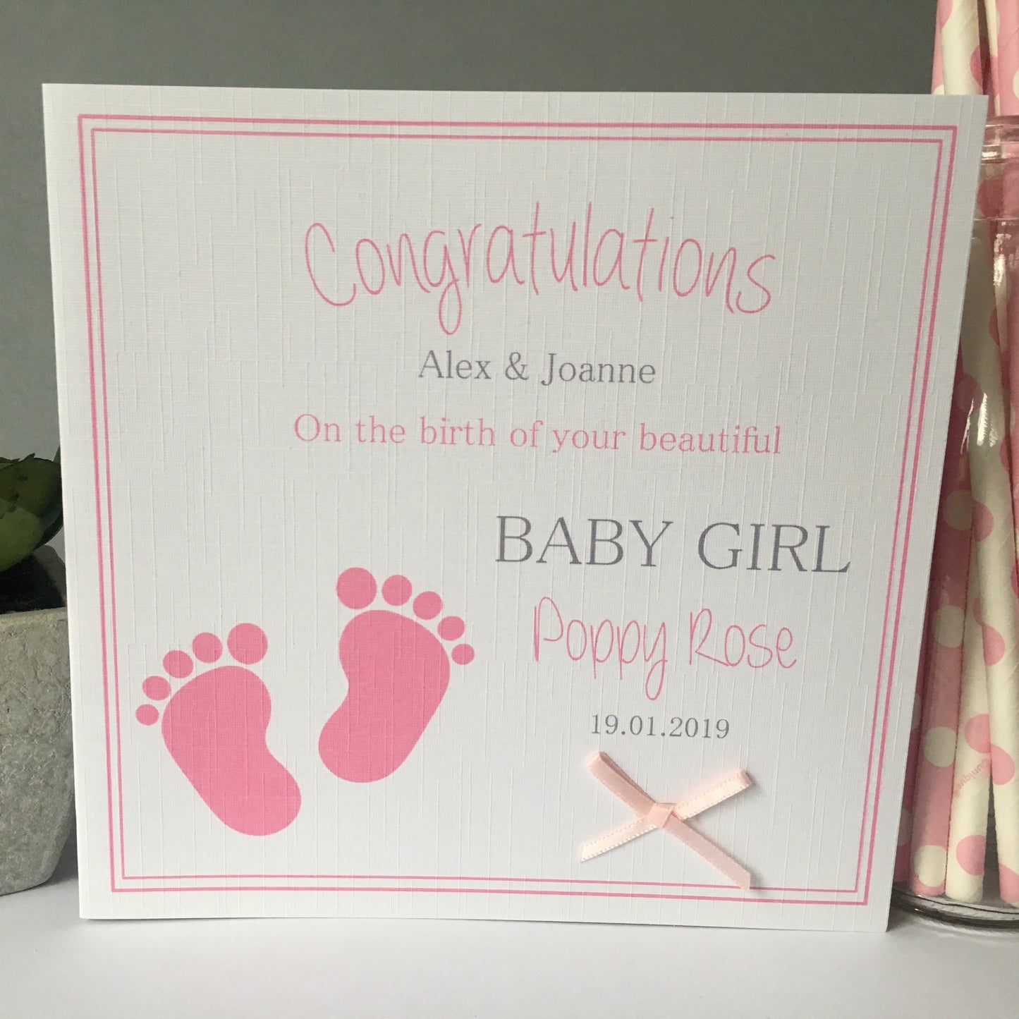 New Baby Wrapping Paper Pink Footprints