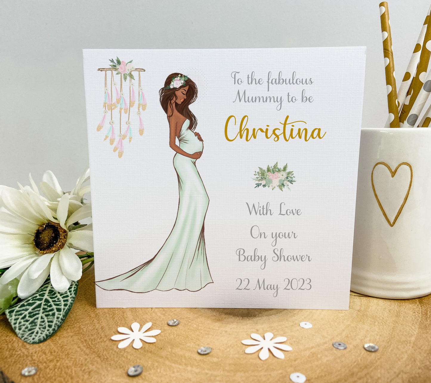 Personalised Baby Shower Card Elegant Mummy