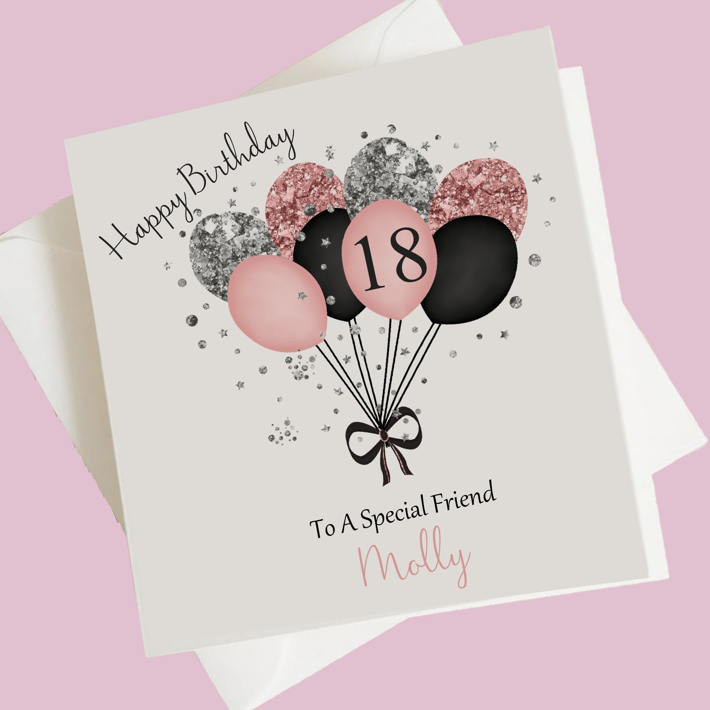 Personalised Birthday Card Glitter Effect Balloons