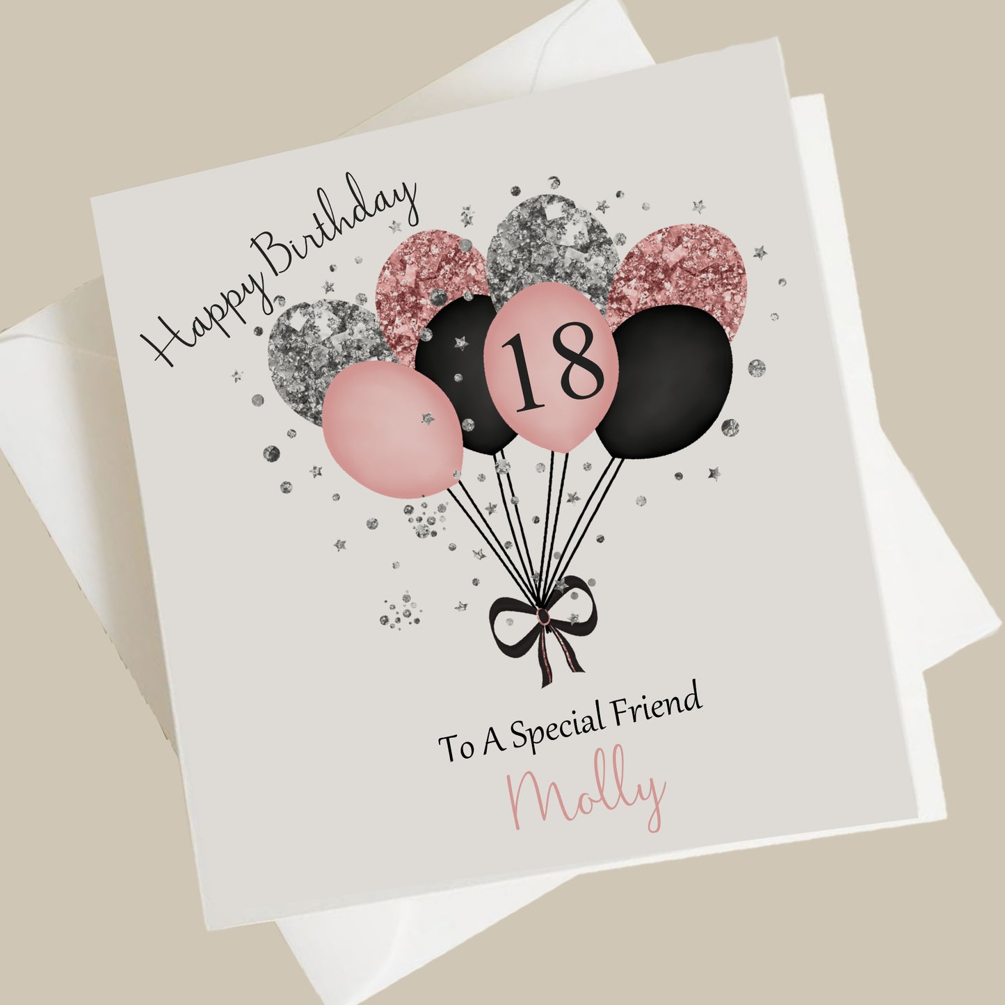 Personalised Birthday Card Glitter Effect Balloons