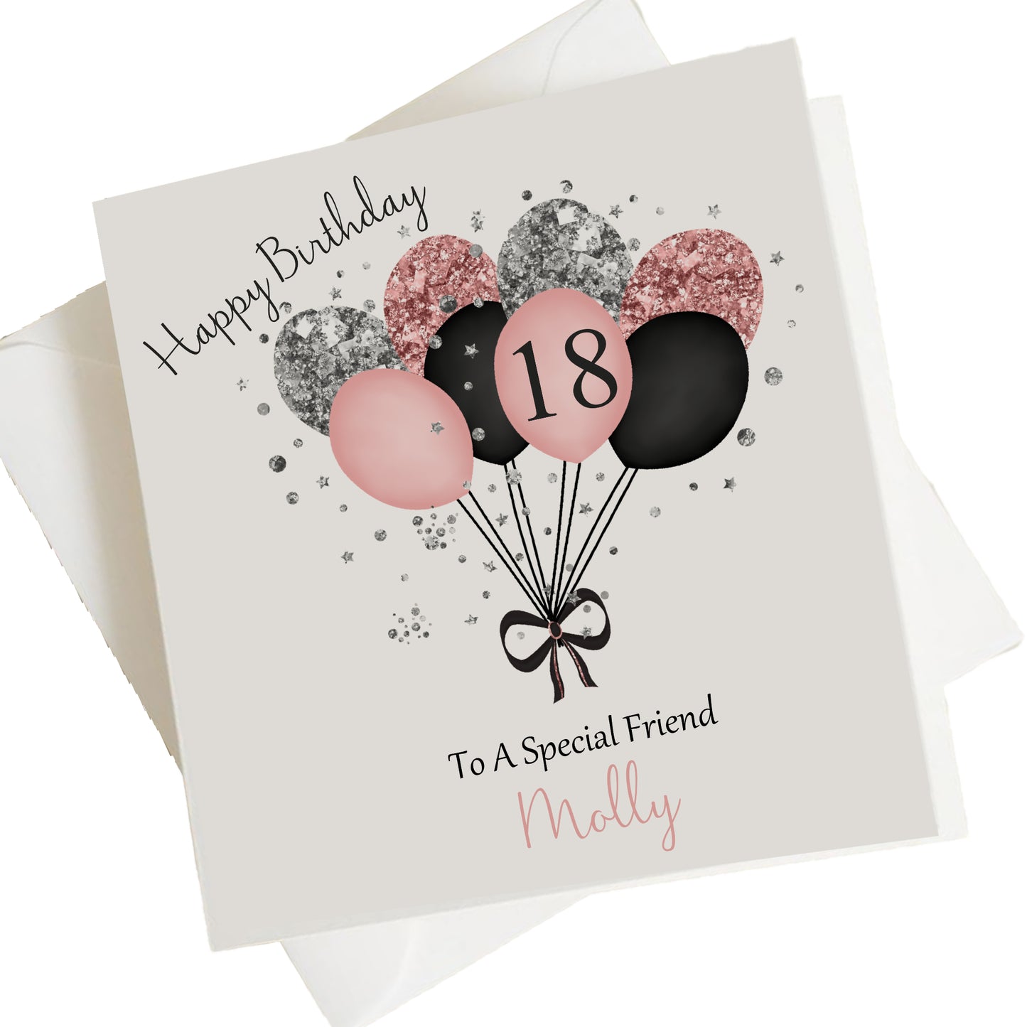 Personalised Birthday Card Glitter Effect Balloons