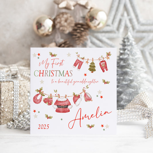 Personalised My First Christmas Card Washing Line