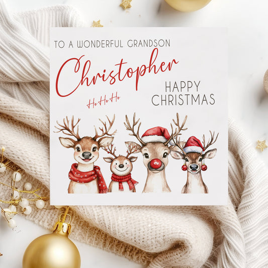 Personalised Christmas Card Reindeers