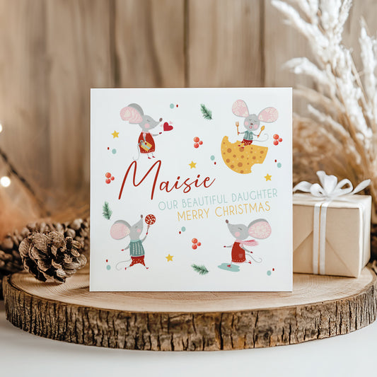 Personalised Christmas Card 'Mousing Around'