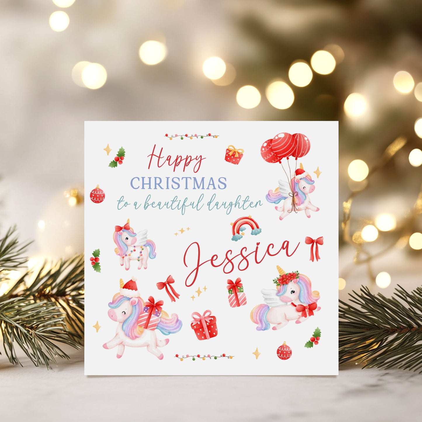Personalised Christmas Card 'Unicorn'