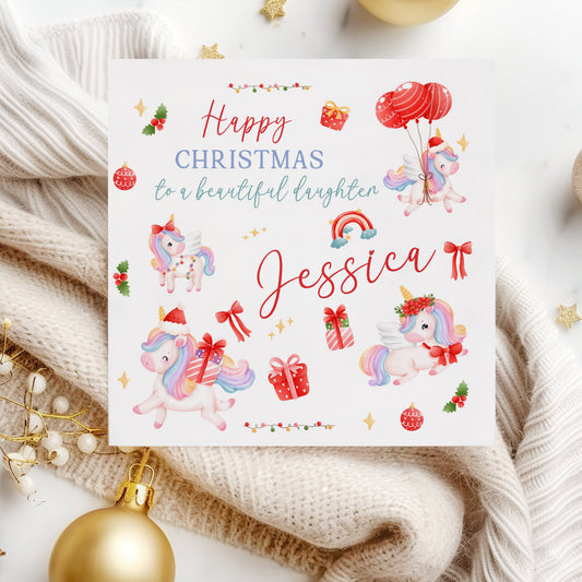 Personalised Christmas Card 'Unicorn'
