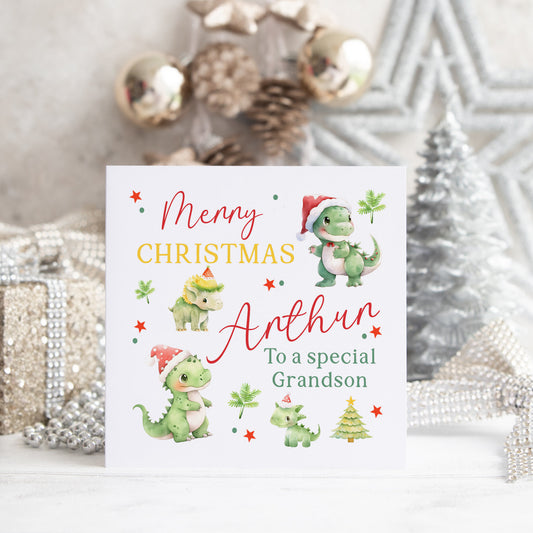 Personalised Christmas Card 'Dinosaurs'