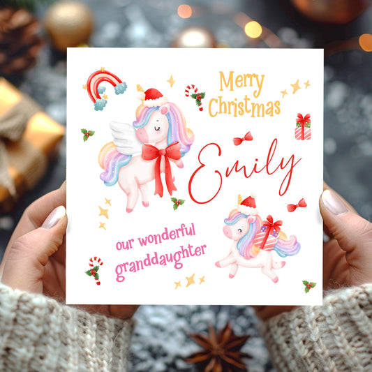 Personalised Christmas Card 'Unicorn'