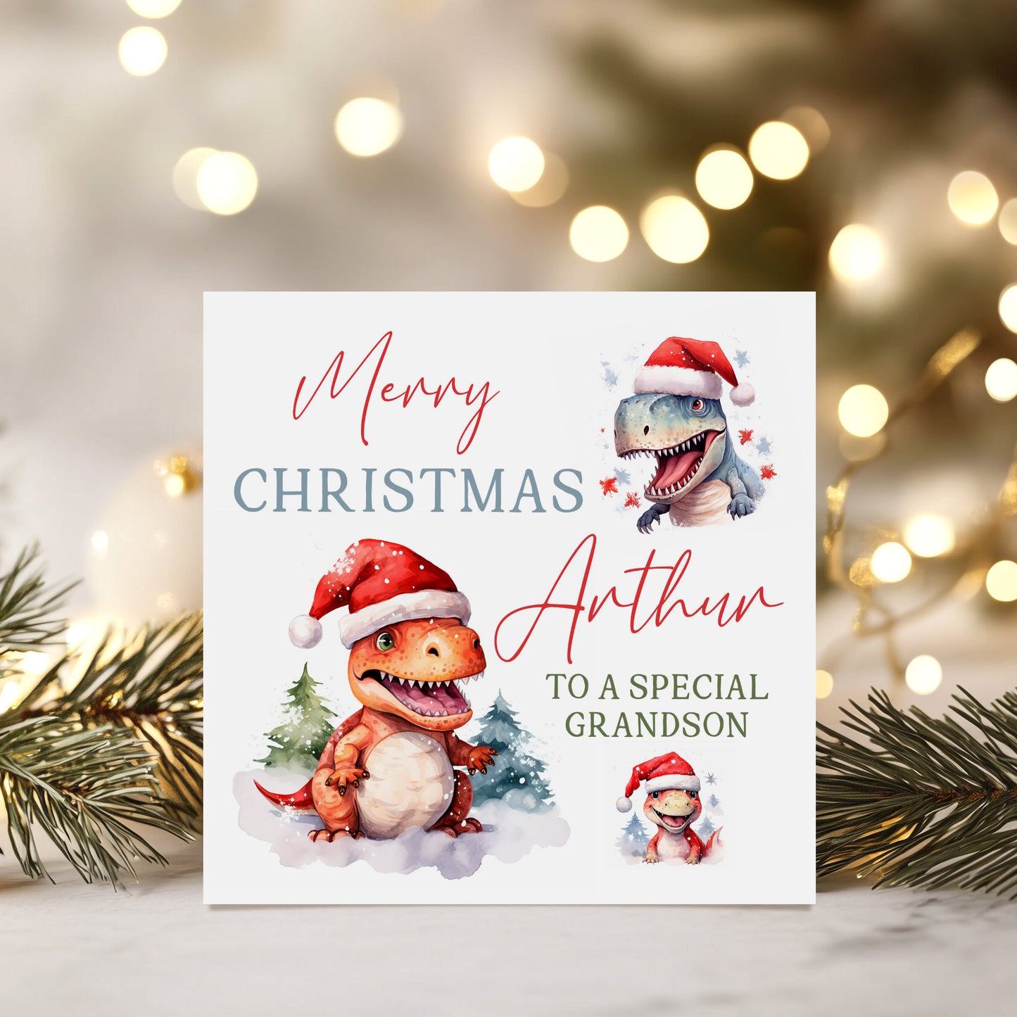 Personalised Christmas Card 'Dinosaurs'
