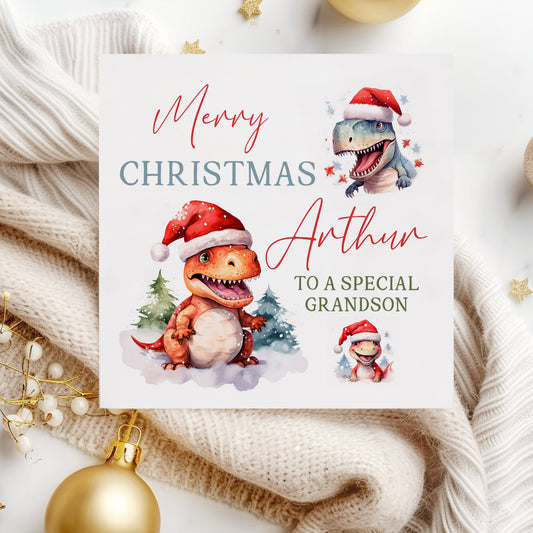 Personalised Christmas Card 'Dinosaurs'