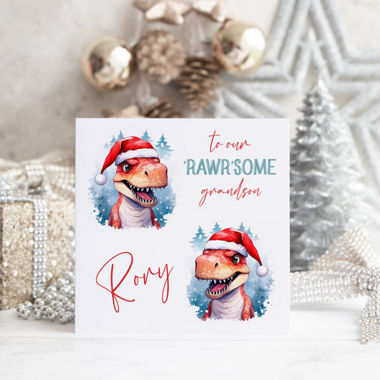 Personalised Christmas Card 'Dinosaurs'