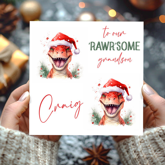 Personalised Christmas Card 'Dinosaurs'