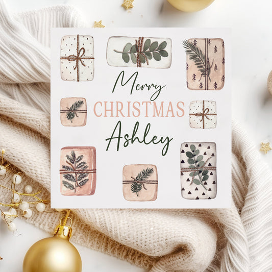 Personalised Christmas Card 'Gift Parcels'