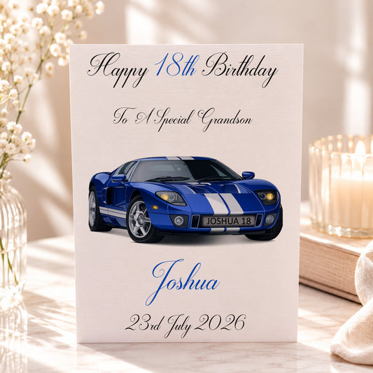 Personalised Birthday Card Sports Car, 8 Car Colours