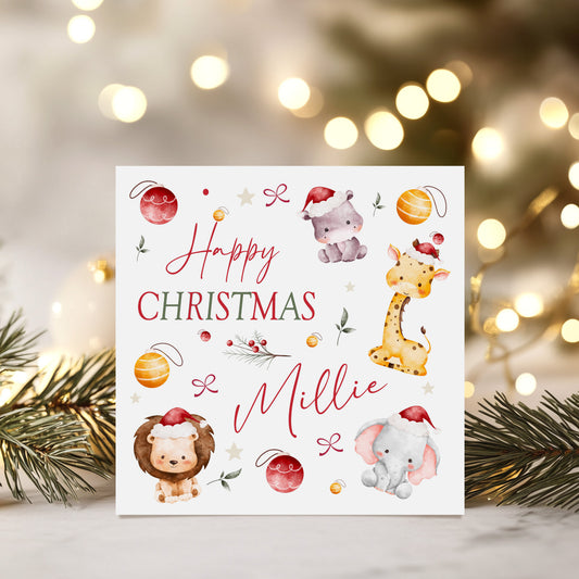 Personalised Christmas Card 'Jungle Animals'