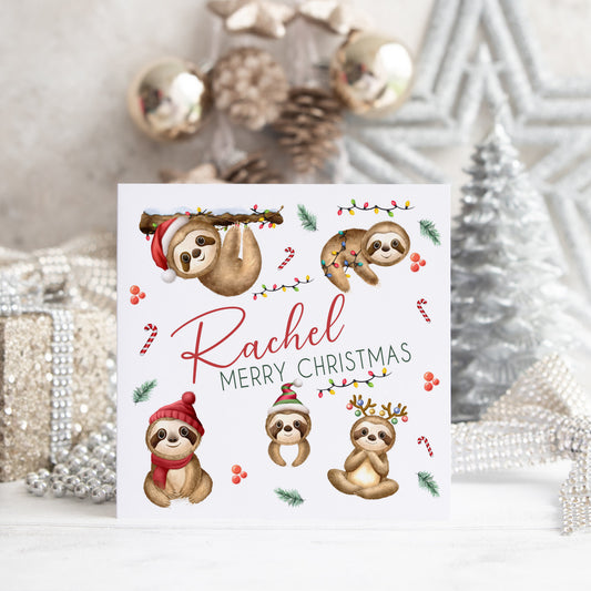 Personalised Christmas Card 'Sloth'