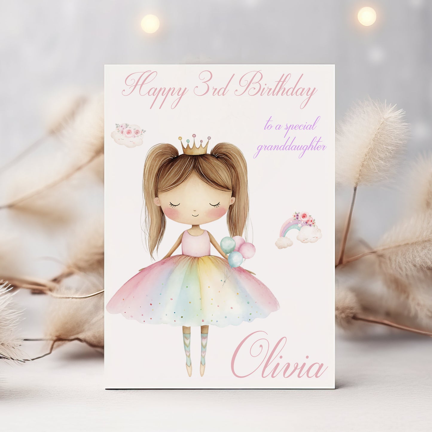 Children's Birthday Card Pastel Ballerina