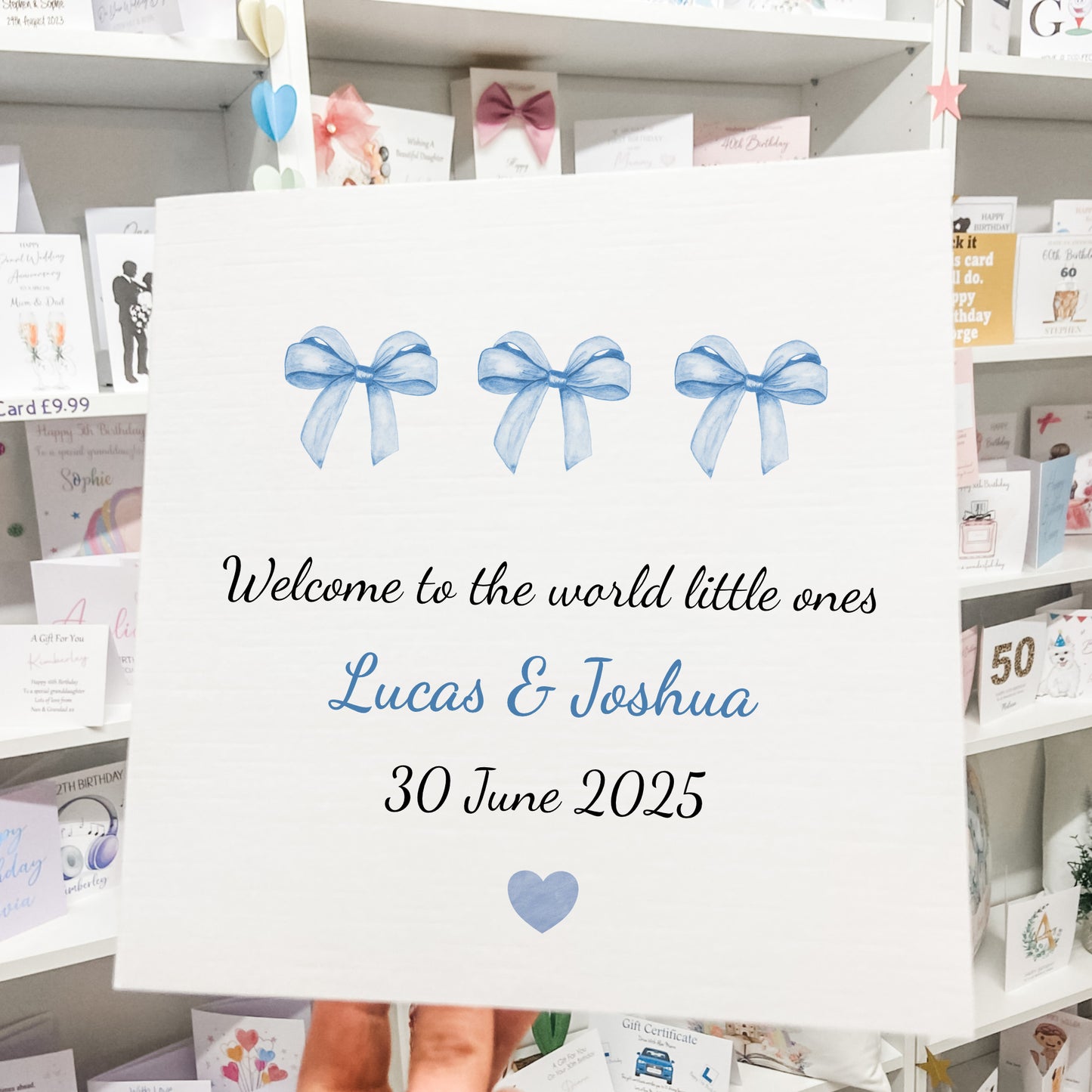 New Baby Welcome to the World Little One Watercolour Bow Pink, Blue