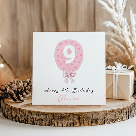 Pink Love Heart Balloon Birthday Card For Her