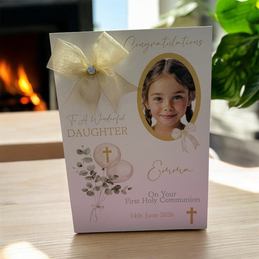 Large A4 Personalised First Holy Communion Card with Child's Name