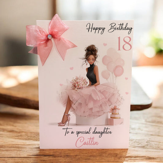 Large A4 Female Birthday Card Elegant Girl