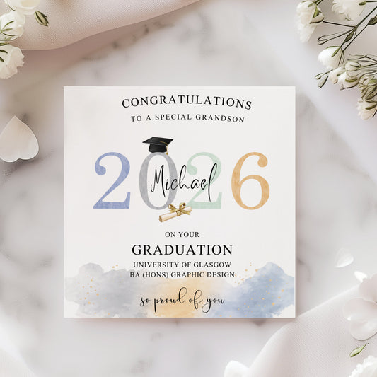 Personalised Male Graduation Card 2026 – Custom University Graduation Congratulations Card
