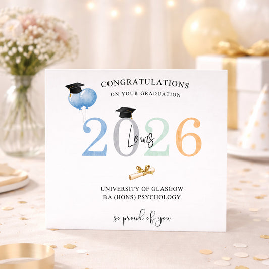 Personalised Male Graduation Card 2026 – University Graduation Congratulations Card