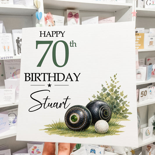 Personalised Lawn Bowls Birthday Card
