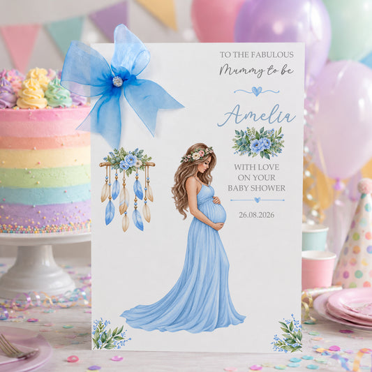 Large A4 Baby Shower Card For New Mum Mummy To Be Blue Boy