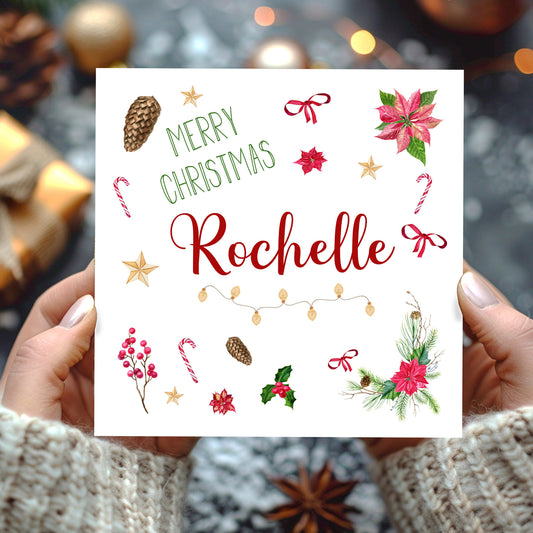 Personalised Christmas Card 'Poinsetta'