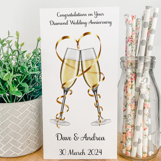 Personalised Diamond Wedding Anniversary Card Money Gift Wallet