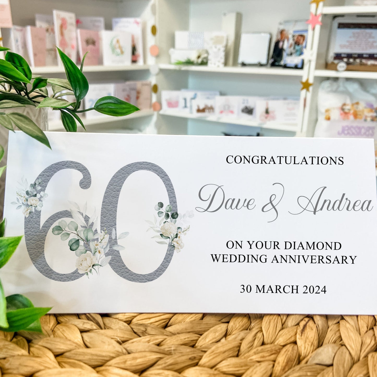 Personalised Diamond Wedding Anniversary Card Money Gift Wallet
