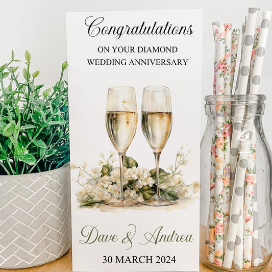 Personalised Diamond Wedding Anniversary Card Money Gift Wallet