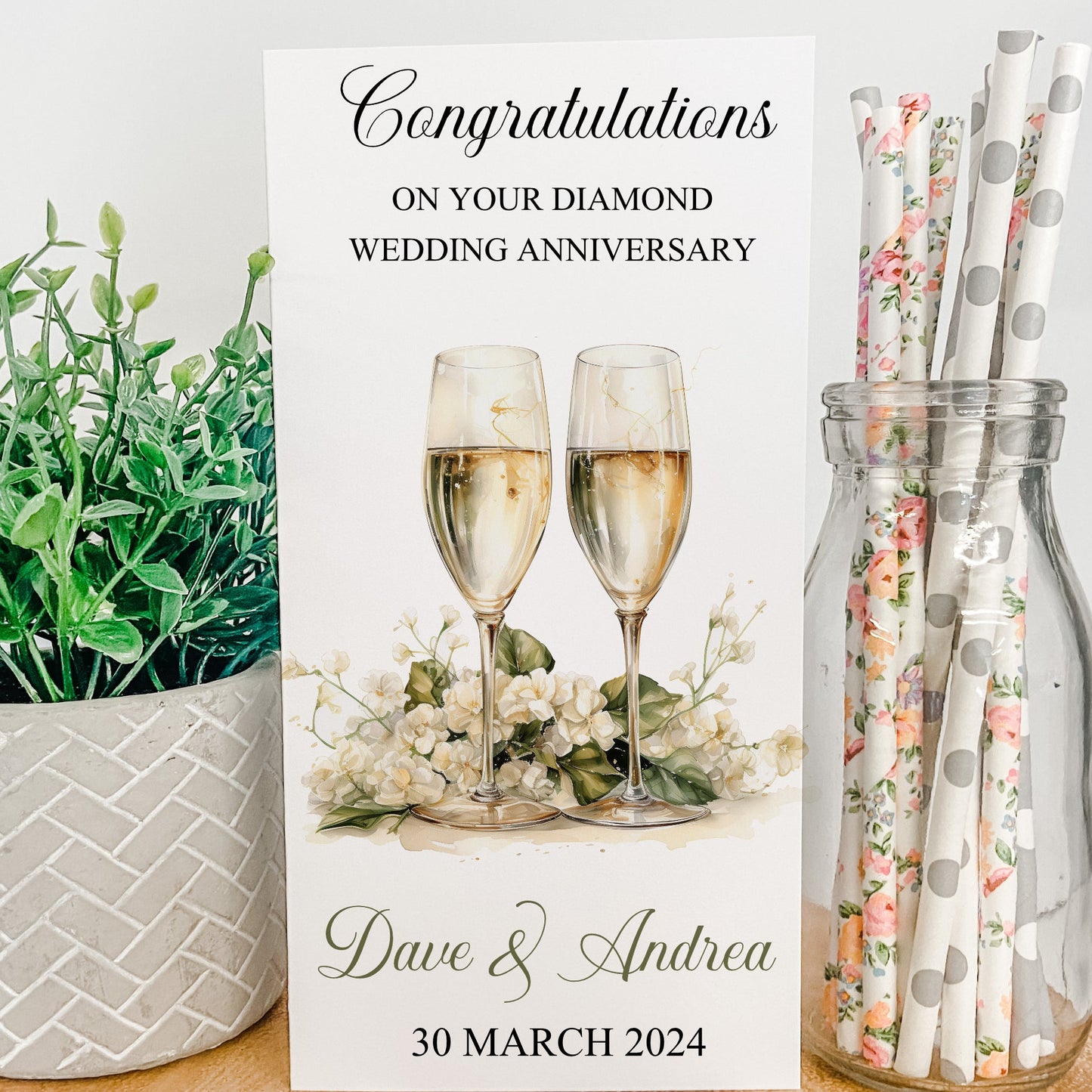 Personalised Diamond Wedding Anniversary Card Money Gift Wallet