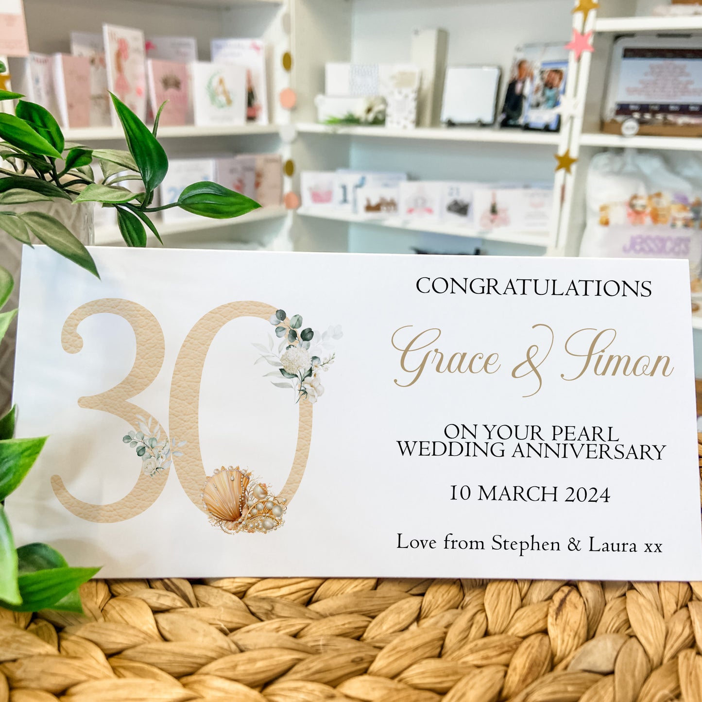 Personalised Pearl Wedding Anniversary Card Money Gift Wallet