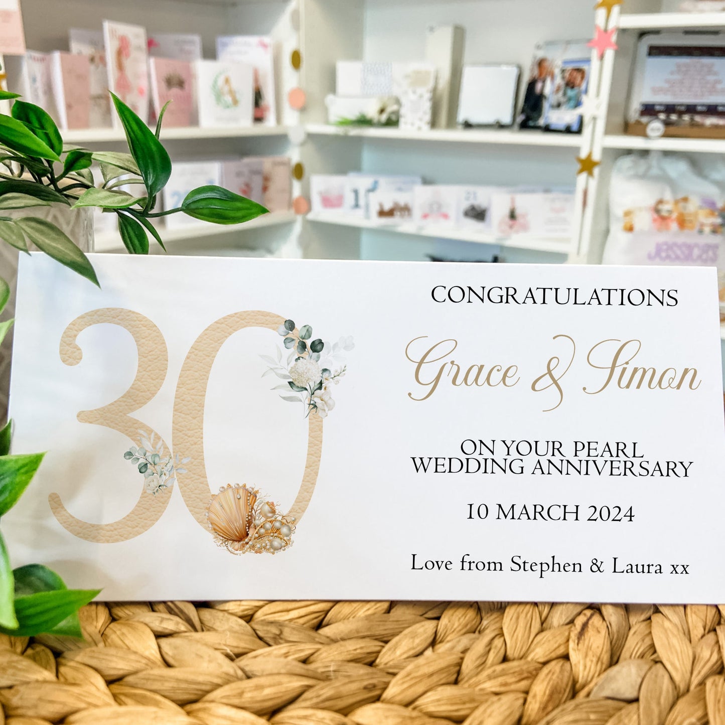 Personalised Pearl Wedding Anniversary Card Money Gift Wallet