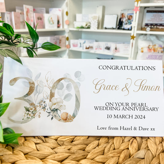 Personalised Pearl Wedding Anniversary Card Money Gift Wallet